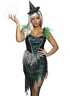 Forest witch, costume dress, lacing, glitter, tatters